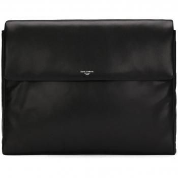 Dolce & Gabbana Black Nappa Leather Messenger Bag for Men ONE SIZE