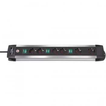 Brennenstuhl-1391000078-Base múltiple Premium-Alu-Line Technics con 2 y 3 interruptores (6 tomas)