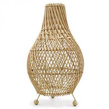 Ambiance Bohème – Lampe de Table en Rotin avec Ampoule Naturelle