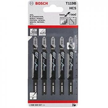 Bosch Professional T 119 BO Basic Wood Jigsaw Blades, Pack of 5