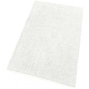 Tapis de Bain Moelleux Antidérapant Blanc 65x130 cm