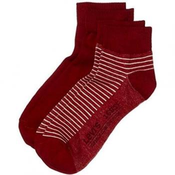 Levi's 168sf Mid Cut Stripe 2p Short Socks, Red, Men (Pack of 2)
