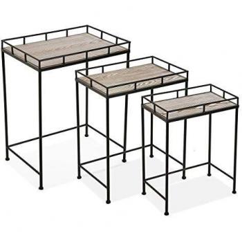 Kit de Tables d’appoints Rectangulaires Métalliques Noirs – PEGANE