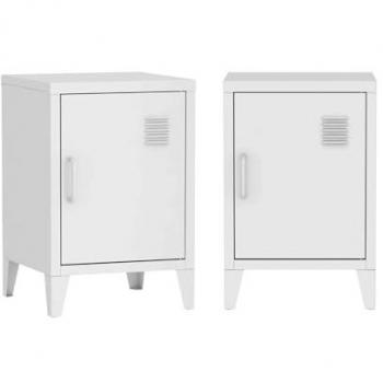 Set di comodini bianchi in metallo a 1 anta