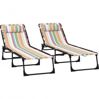 SolarSlide 4‑Position Beach Lounge Pair