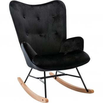 Rocking chair confortable en velours noir FAB10070