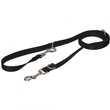 Laisse à 3 positions pour chien, nylon noir, largeur 20 mm, longueur 2 m
