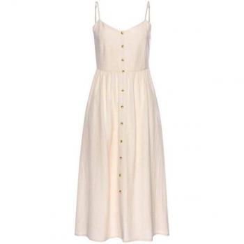 Midikleid Lascana Sommerdress – Leinenmix mit Baumwolle, Strandlook in Sand