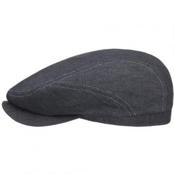 Stetson Belfast Linen Summer Flat Cap, Size 54 cm, Colour denim, Made in Europe, 100% Linen, Lined with Cotton, Breathable & Skin Friendly, Ribbed Lining Band