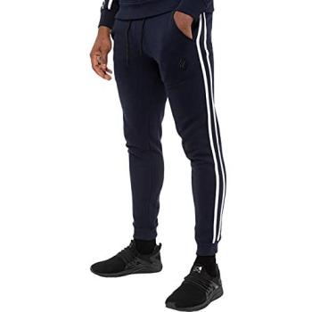 Enzo Men's Navy Tape-Trim Tracksuit Leggings