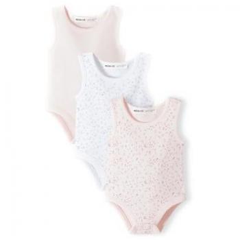 MINOTI 3er-Pack Baby Bodys Hellrosa/Weiß