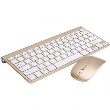 Ensemble clavier et souris sans fil 2.4Ghz couleur or rose