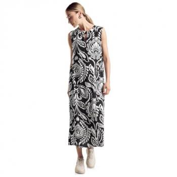 STREET ONE Viskose Maxikleid, schwarz, Damen, Größe 38