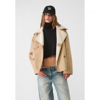 Regular Fit Tan Faux Shearling Lined Jacket L