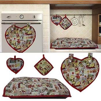 Set Cucina con Tema Natalizio: Copri Forno, Copri Fuochi e Presine