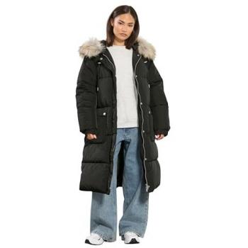 PixieGirl Petite Midi-Puffercoat mit Kapuze in Schwarz