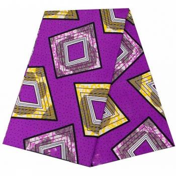 Tissu africain violet à imprimé géométrique en polyester