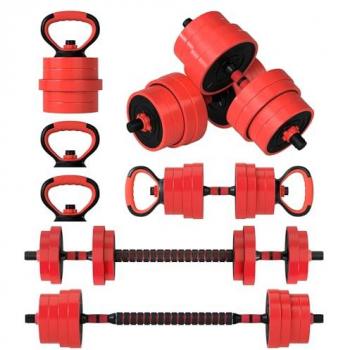 SPORTNOW Red Kettlebell and Push Up Stand Set