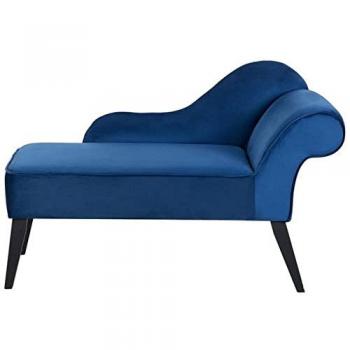 Beliani Mini Chaise Longue – Velours Bleu (Biarritz)