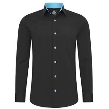 Rusty Neal Langarmhemd Herren XXL Schwarz Petrol 60/37/3 Blend Casual Trendkontrast