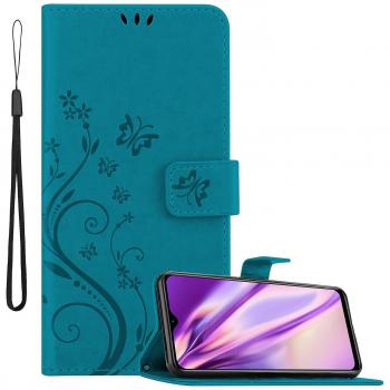Couvercle Floral Turquoise avec Portefeuille Intégré – Compatible Xiaomi RedMi 9T / POCO M3