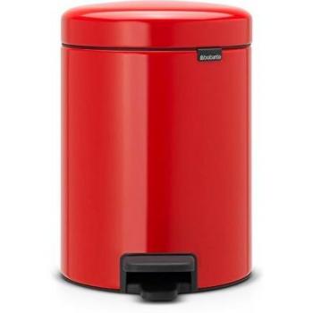 Papelera con Pedal Brabantia, Acero Inoxidable, Rojo, 5 litros