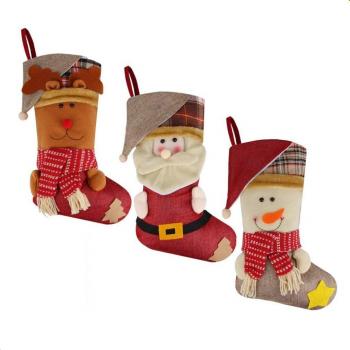 Calcetines Festivos con Alce y Muñeco de Nieve