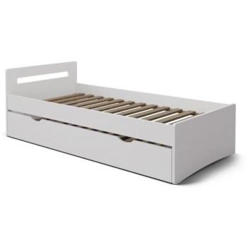 Lit gigogne Leo design blanc 80x200 cm