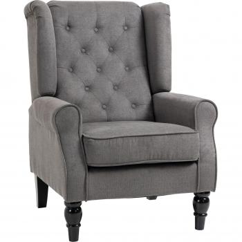 HOMCOM Dunkelgrauer Relaxsessel mit Tufting und Holzfüßen, 74x86x102cm