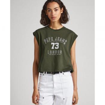 T-shirt Amber sans manches Pepe Jeans vert foncé femme