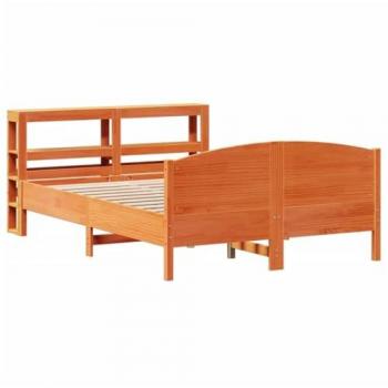Lit sans matelas en bois de pin marron 150x200 cm