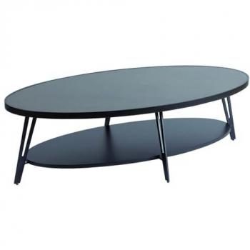 Table Basse Lauren Noir – Plateau Céramique Ovale