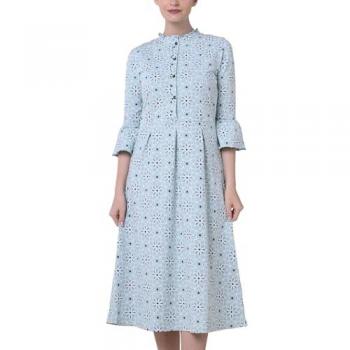 Floral Whisper Flounce Sleeve Midi Dress