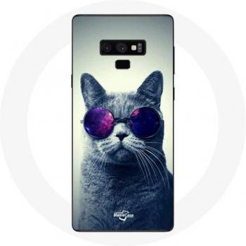 Protector “Gato con Lentes” para Samsung Galaxy Note 9 – Gris