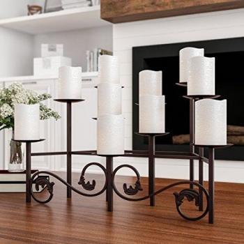 Handcrafted Iron Candelabra with Scroll Design
