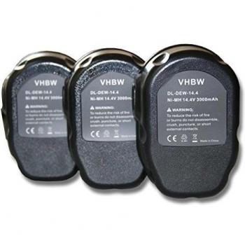 Lot 3 batteries vhbw 3000mAh pour outils Dewalt DW966K, DW983K, DW984, DW985, DW991K-2, DW992K-2 (Remplace: Dewalt DC9091, DE9038, DE9091, DE9092)