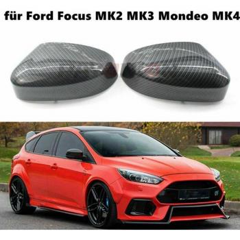 Accesorios de espejo retrovisor de fibra de carbono para Ford Focus MK2 MK3 Mondeo MK4 Sedan -18, 1 par