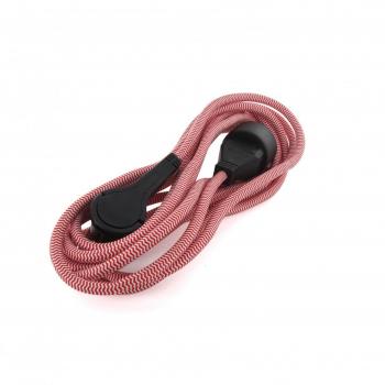 Alargador textil rojo/blanco con fichas negras planas de 5 metros