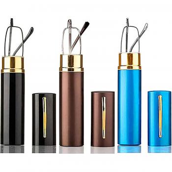 Pack 3 de lunettes à lecture Slim Pen – Tubes subtiles, clip mobile, support ressort, 150 dioptrie, femmes et hommes