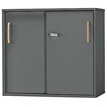 Armoire à portes coulissantes, Start Off Wood, 2 niveaux, B 800 x D 420 x H 726 mm, bois, graphite