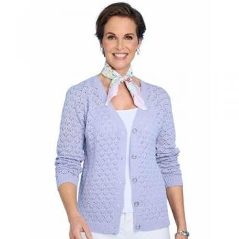 Women’s Chums Lavender Pointelle Knit Cardigan – Size 10‑12