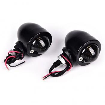 Intermitentes LED para moto, señalización tipo bala, color negro ámbar, 2 pcs