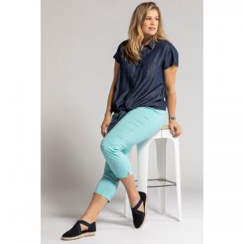 Magliettina da donna a maniche ad aletta con taschino, blu, misura 52/54, materiale sintetico, marchio Ulla Popken