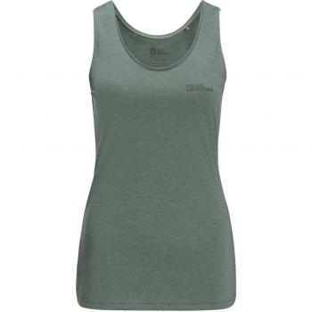 Camiseta mujer Jack Wolfskin Crosstrail sin mangas color verde bosque