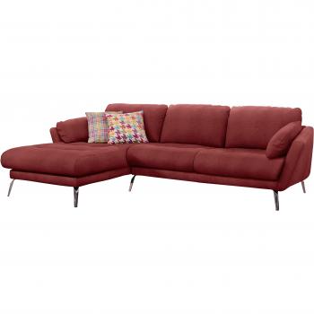Schilligs Softy L‑Ecksofa – chromglänzende Füße, dekorative Sitzheftung