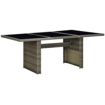 Brown Rattan and Tempered Glass Patio Table by vidaXL