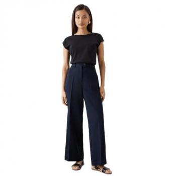 Petite High Waist Wide Leg Tailored Trouser