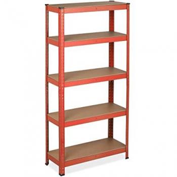 Relaxdays 5‑Shelf Steel Rack (Red) – 875 kg Max Load, 151×75×30 cm