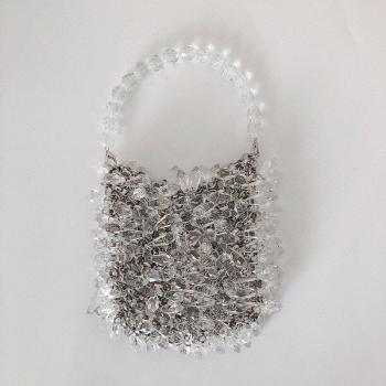 Neue transparente Handtasche mit Kristall und Kette