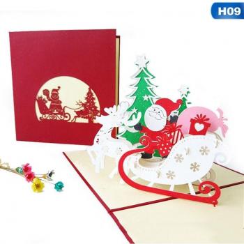 Tarjeta Postal Pop-Up 3D con Diseño de Árbol Navideño